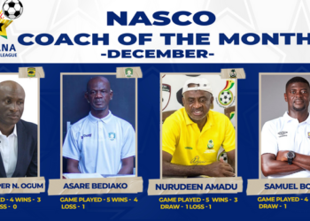 Prosper Ogum, Asare Bediako and Hearts of Oak’s Samuel Boadu shortlisted for NASCO Coach of the Month award